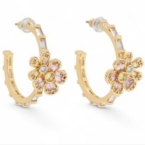 NWT Kate Spade Fleurette Hoops, Floral Gold and Pink Hoop EarringsElegant flora